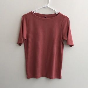 NWOT❗️Uniqlo Ribbed Boat Neck Half-Sleeve T-Shirt